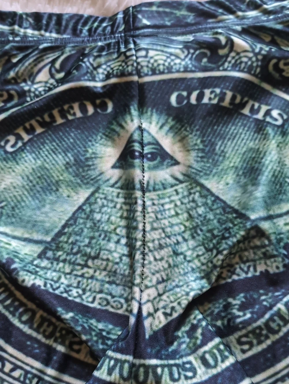 Blackmilk Old School The Dollar Green Illuminati Themed Leggings Size Large - Picture 8 of 13